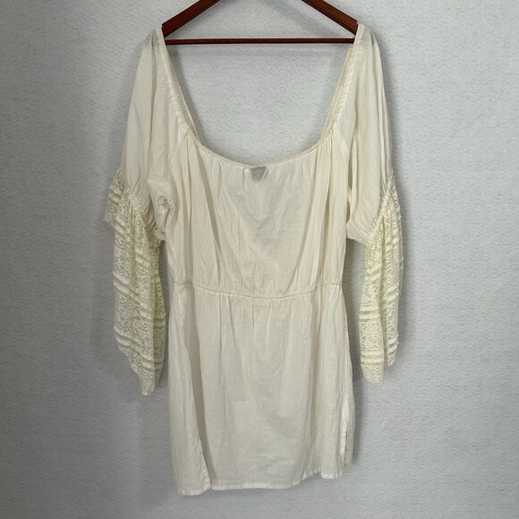Kashi Top Women XL Ivory Cotton Lace Sweetheart Peasant Boho Pirate Regency - Picture 11 of 11
